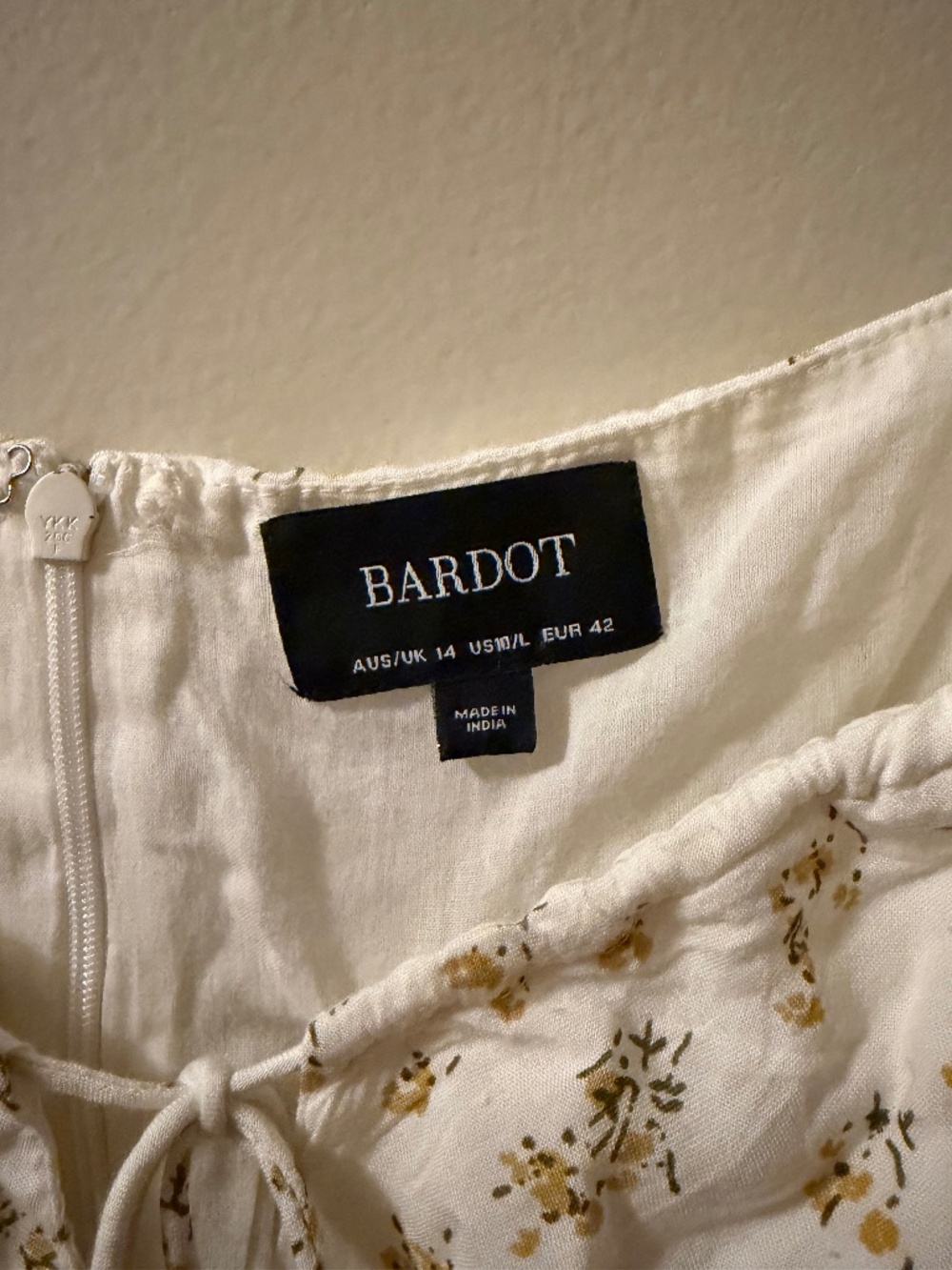 White and Yellow Floral Bardot Milkmaid Midi Dress - Picture 5 of 7